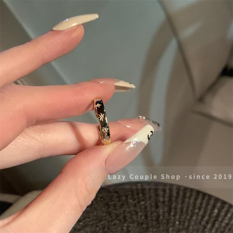 Женский комплект колец Love с цветным эмалевым покрытием из циркония - регулируемый открытый дизайн