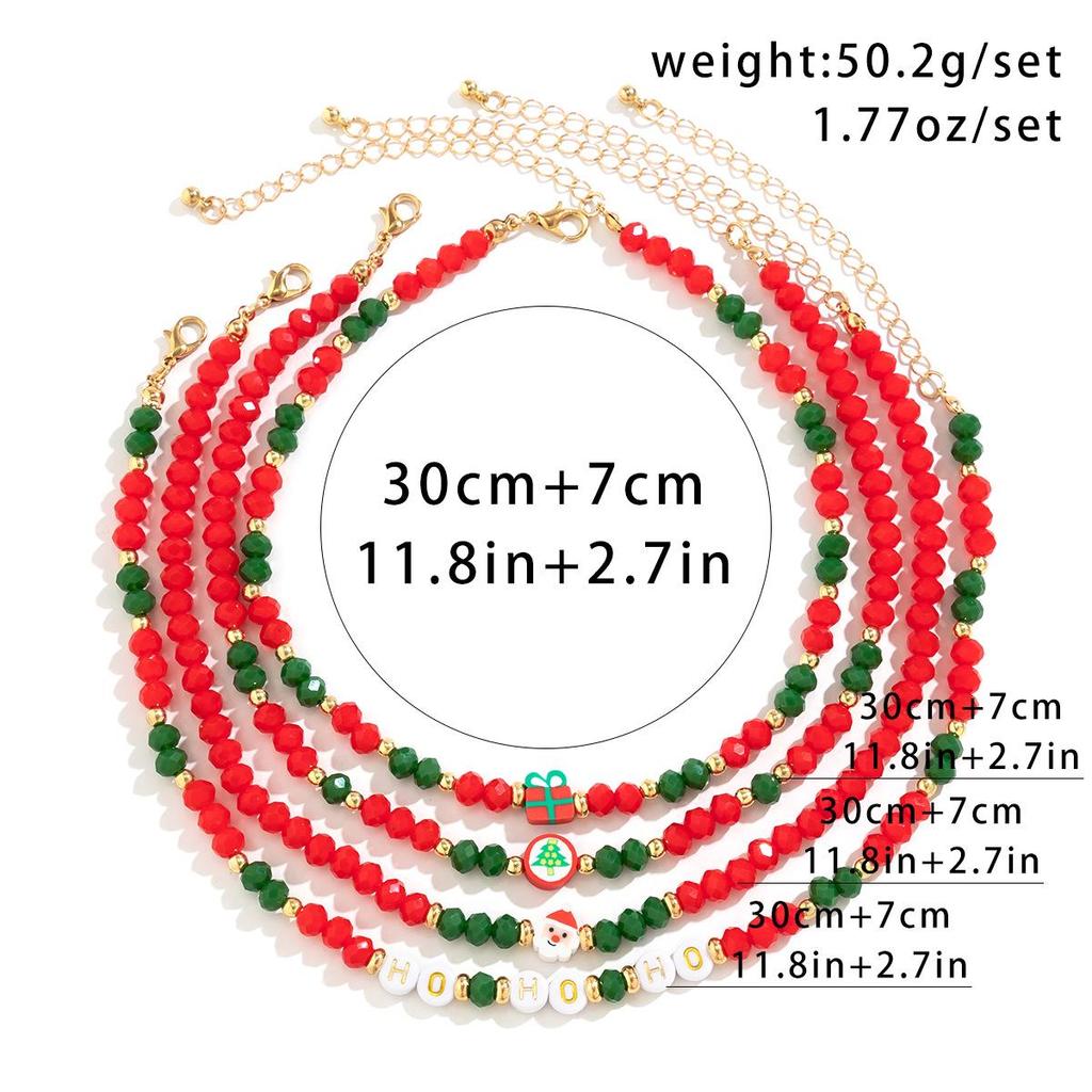 European and American Beaded Snowman Choker Necklace - Women's Imitation Crystal Christmas Gift Jewelry