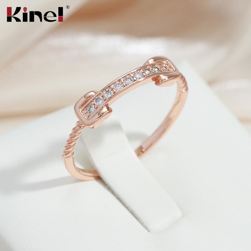 Kinel Современные модные женские кольца цвета розового золота с цирконом
