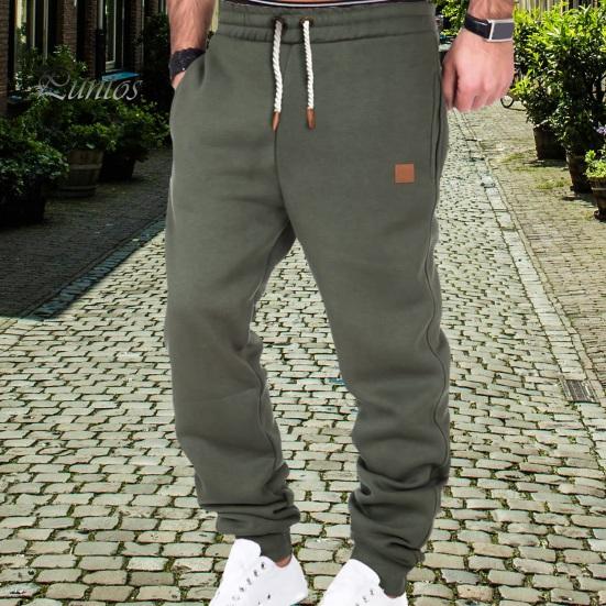 Мужские спортивные брюки на шнурке с эластичной резинкой на талии, однотонные карманы, мягкие дышащие эластичные мужские брюки с ремешками на щиколотке для бега в тренажерном зале