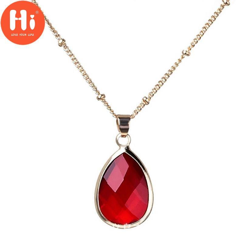 Привет, золотой цвет, каплевидная огранка, многоцветное стеклянное ожерелье с камнем, подвеска, подвеска, каменная цепочка, ювелирные изделия, подарки