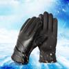 Men's Insulated Black PU Leather Touchscreen Gloves
