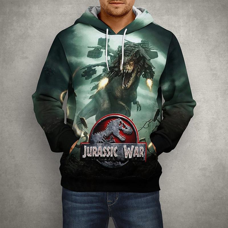 Осенние мужские толстовки с капюшоном, топы с парком Юрского периода, пуловер с 3D принтом, модная одежда, повседневные толстовки с изображением Мира Юрского периода, уличная одежда, пальто с динозавром
