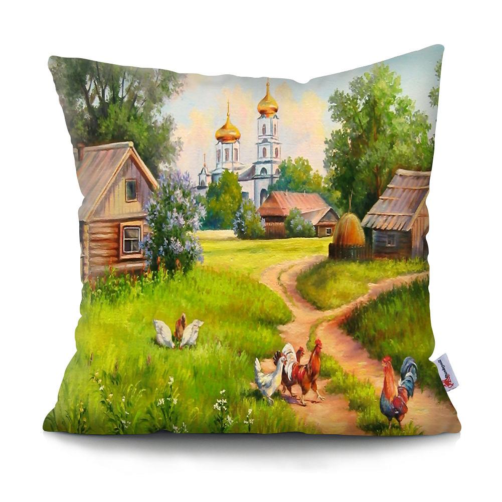 45x45 см Американский деревенский винтажный принт Полиэстер Наволочка для подушки Домашняя гостиная Диван Декоративная подушка