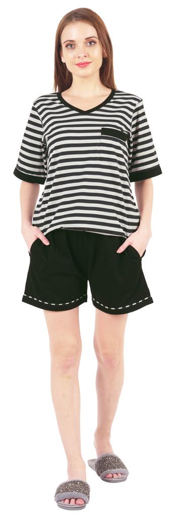 Inkmeso Printed Nightwear Shorts Set For Women Top And Short Sleepwear Sets 2