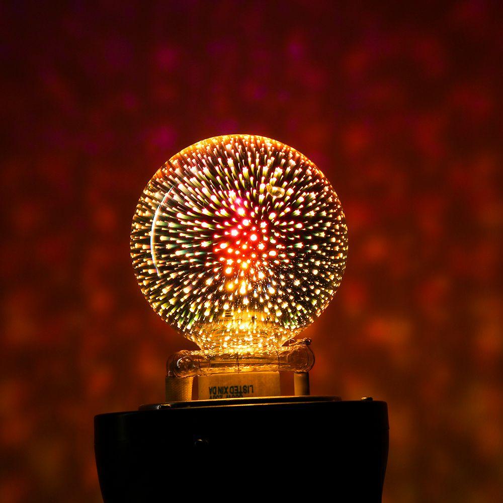 A60/ST64/G80/G95 Шарообразная лампа Украшение для дома Патрон E27 Стеклянная 3D лампа-фейерверк Праздничная лампа Эдисона