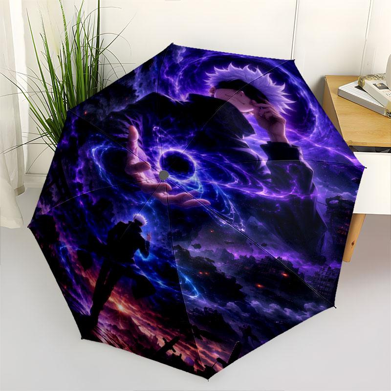 1 PC Automatic Folding Umbrella - Jujutsu Kaisen Pattern Portable Foldable Design With 8 Ribs Christmas Birthday Gifts