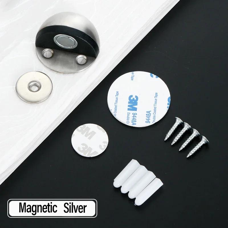 Двойной магнитный дверной стопор из нержавеющей стали, фиксатор без гвоздей, настенный протектор, бампер, клиновой упор, напольный держатель дверных стопоров, фурнитура