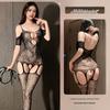 Соблазнительное боди Цзи Юйцин: Сексуальное белье с чулками, с открытой промежностью, с вырезами - несъемный бодисток.