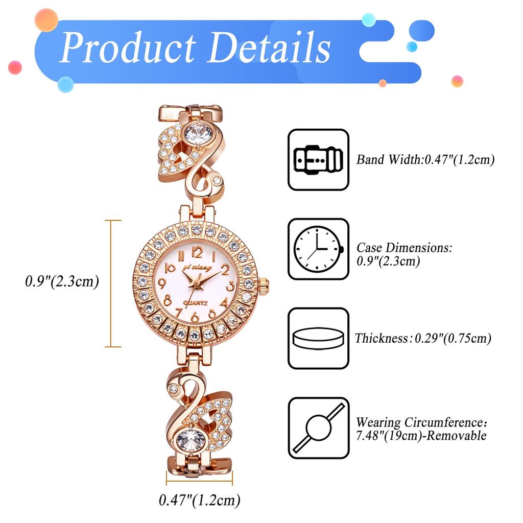 Милые аналоговые часы с бриллиантами для женщин: Стильный дизайн с жемчугом и лебедем, с водонепроницаемым ремешком из сплава - Идеальный подарок на годовщины, День святого Валентина,
