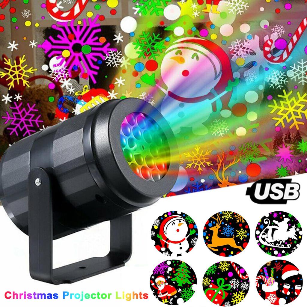 Christmas Projector USB Power LED Fairy Light Indoor 16 Pattern Dynamic Projection Night Lamp for Bedroom Room Party Xmas Decor
