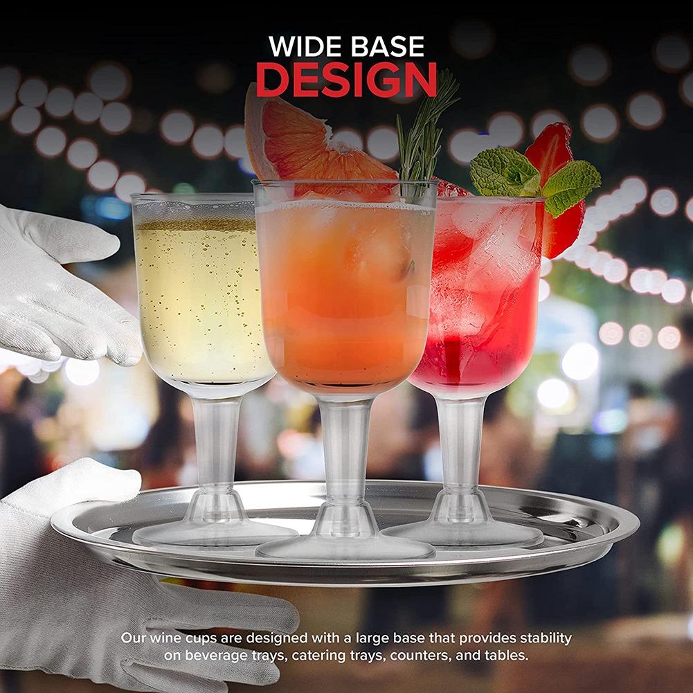 Clear Plastic Wine Glass Recyclable - Shatterproof Wine Goblet - Disposable & Reusable Cups for Champagne, Dessert