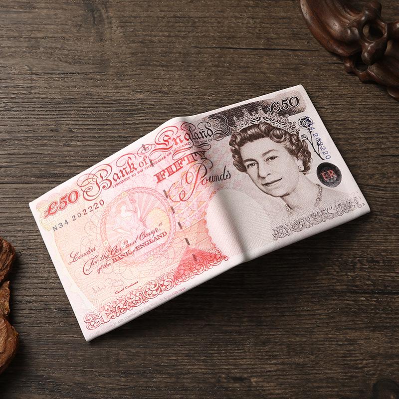 Unisex Short Wallet with Creative Currency Patterns from Various Countries