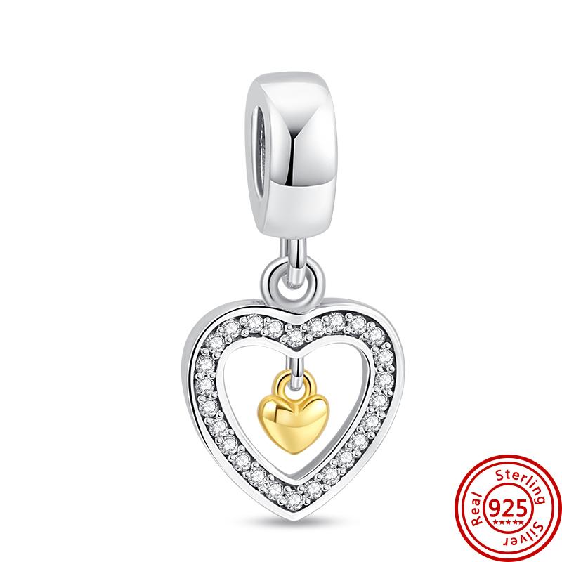 Распродажа 925 пробы серебряные бусины в форме сердца для замков, подвеска, подходит для оригинального браслета с подвесками, ювелирные изделия, подходящие для девушки, жены, подарок