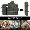 10 Slots Knife Roll Bag Waterproof Canvas Chef Knife Bag with Zipper Pocket Portable Durable Storage Pockets for Cutting Tools