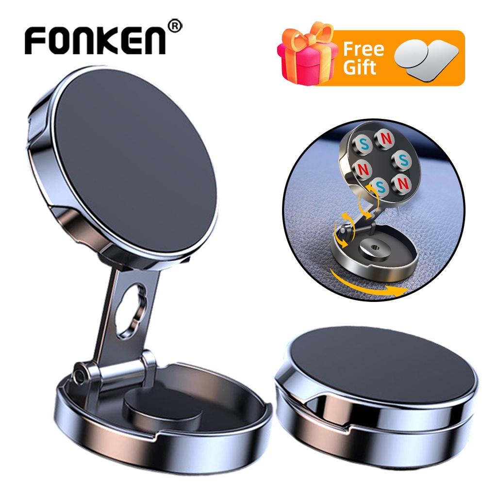 FONKEN Круглый складной магнитный автомобильный кронштейн для приборной панели с GPS-навигацией, крепление для всех мобильных телефонов, автоматический магнитный вращающийся держатель, подставка