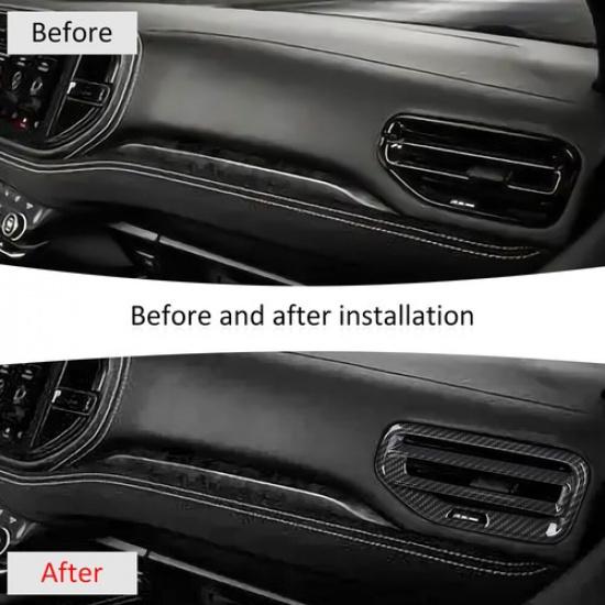 Carbon Fiber Side Dashboard Air Vent Outlet Cover Trim For Dodge Durango 22+