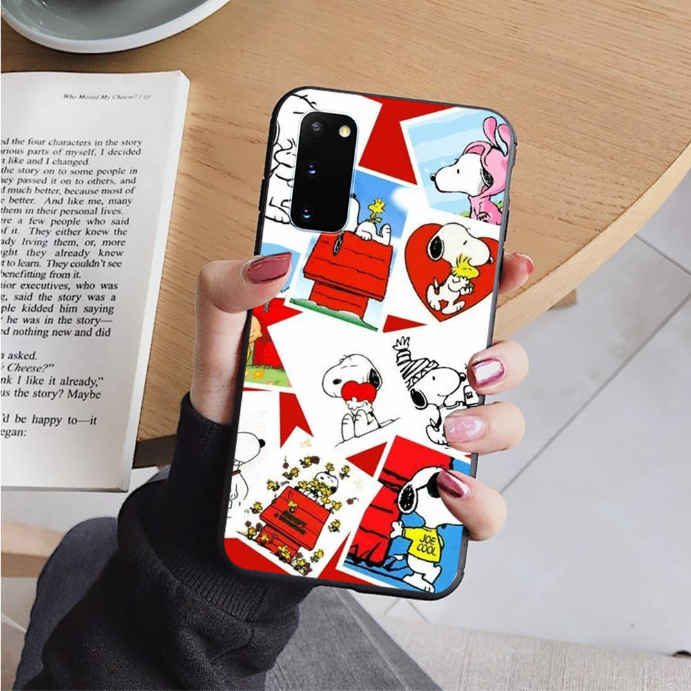 AN10 милый черный чехол Snoopy для iPhone 16 15 Plus 14 13 12 11 Pro 8 7 6S SE 5S X XR XS Max Realme C30 C33 C31 9I Huawei Y8P Y9 Sofe Cover