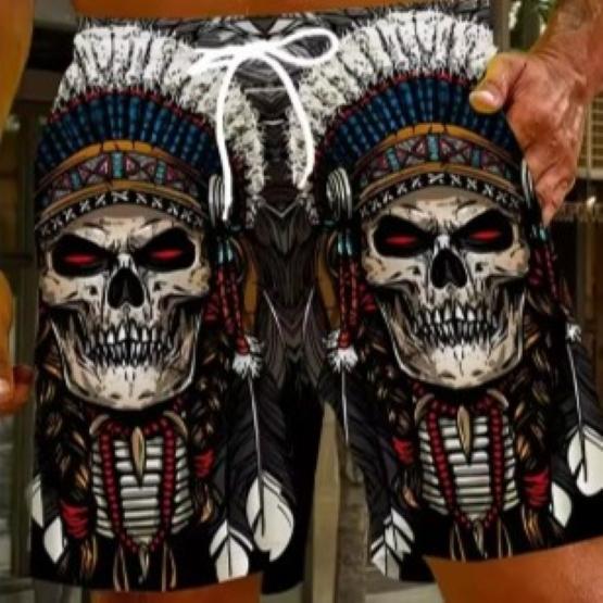 Vintage Skull Fire Ghost Boxing Muay Thai Kickboxing Shorts 3D Print Training Unisex Men Women Quick Dry Fitness Gym Sport Workout