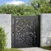 VidaXL Garden Gate Black 105x106 Cm Steel Flame Design, Fence Gate, Outdoor Gate, Metal Gate, 4100989