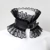 Черный ПУ Кожаный Эдвардианский Чокер на Шею Сексуальный Черный Кружевной Кожаный Лолита Чокер Костюм на Хэллоуин Готический Темный Принцесса Воротник