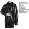 Men Jacket Imitation Leather Motorcycle Style Solid Color Loose Fit Coat Lapel