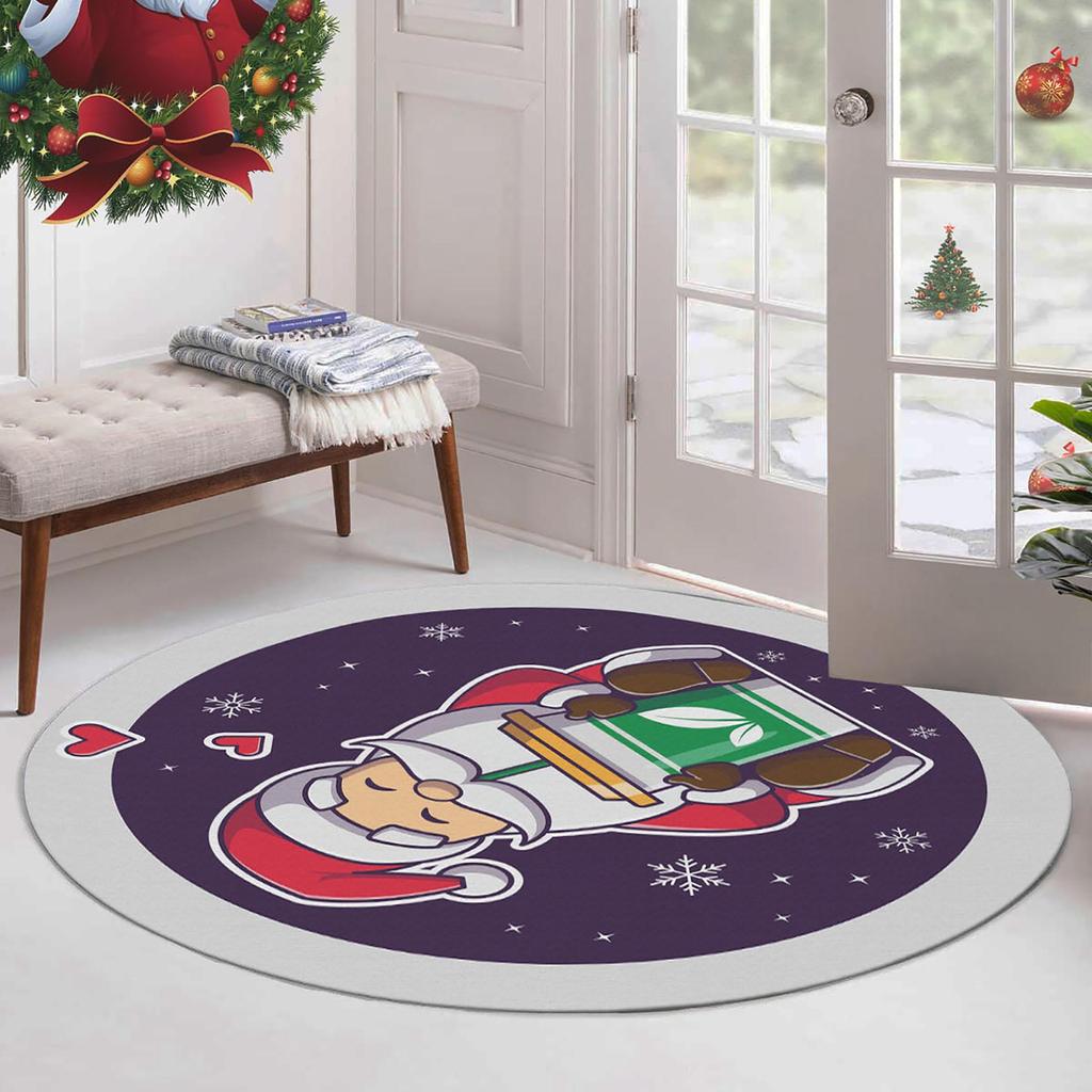 Рождественская концепция Декоративный тонкий машинный тканый хлопок Нескользящая основа Моющийся ковер для комнаты