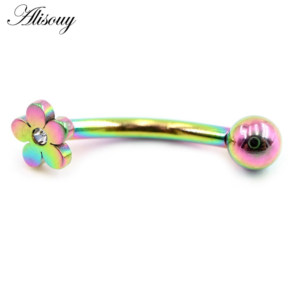 Alisouy 2 шт., сердце, крест, звезда, цветок, сталь, циркон, CZ, изогнутое кольцо для губ, кольцо для губ, серьги Daith Helix, украшения для пирсинга