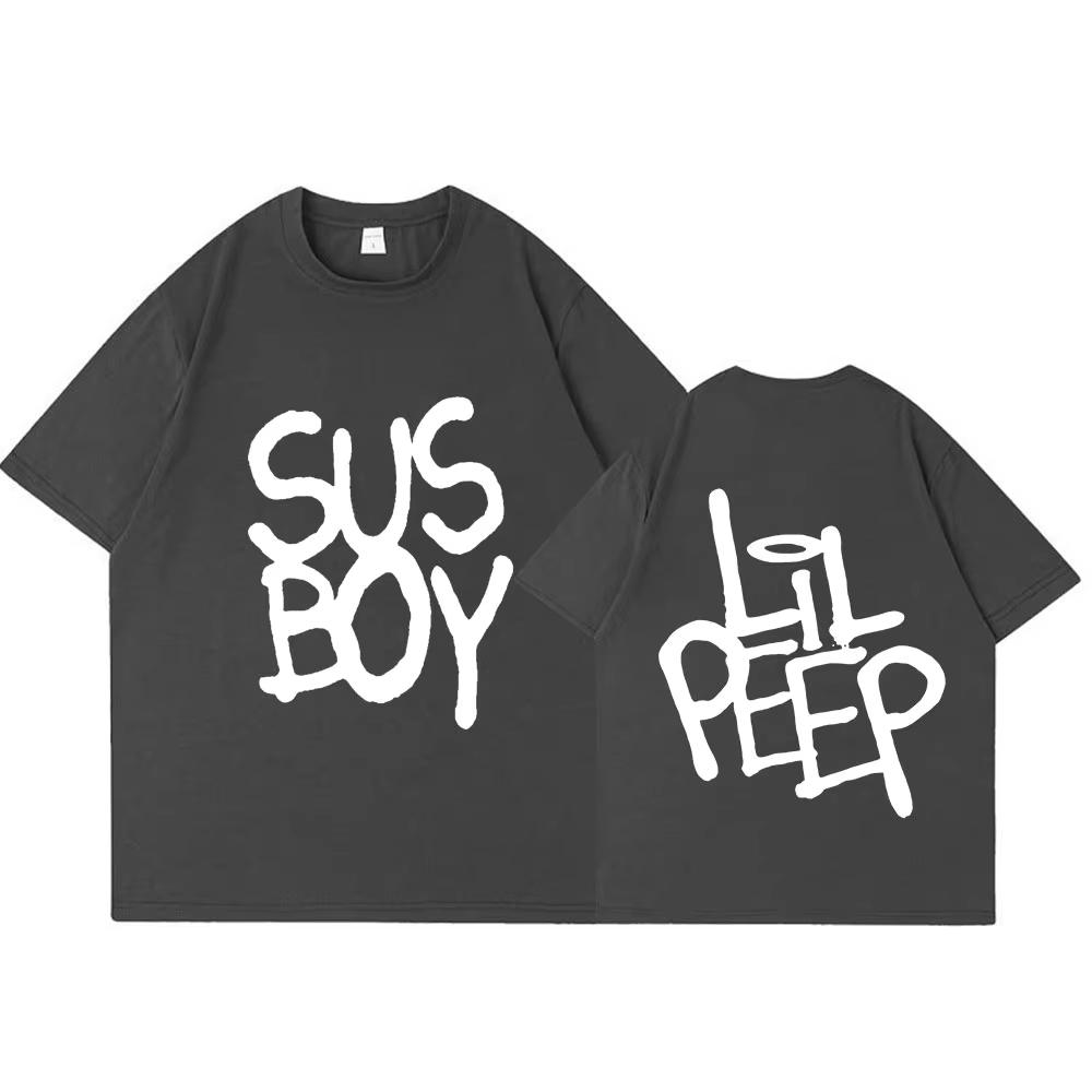 Горячий рэпер Lil Peep Sus Boy Розовая футболка Мужская Женская Мода Хип-хоп Футболка с коротким рукавом Высокое качество Y2k Короткие рукава Классическая