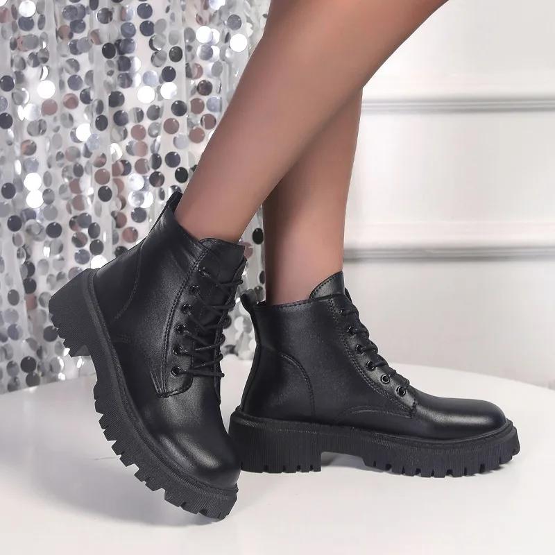 Fashion 2025 High Quality Plus Size Slip-on Women's Boots Autumn British Style Motorcycle Ankle Boots Soft Bottom Casual Ladies Shoes
