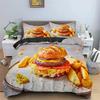Hamburger Duvet Cover Meat Cheese Fast Food Theme Cartoon Hamburg Pattern Quilt Cover Bedroom Decoration for Children Boys Girls