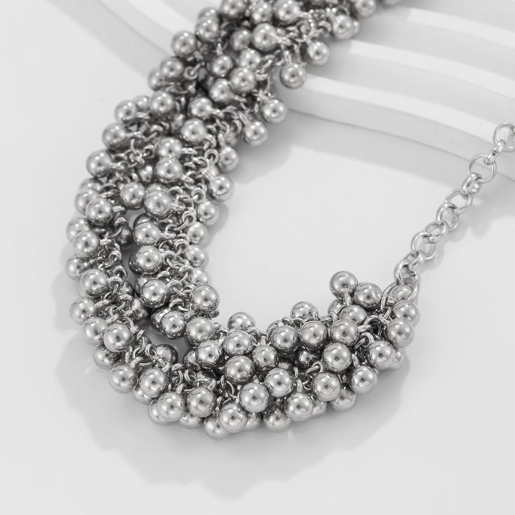 Европейское и американское многослойное ожерелье из круглых бусин CCB: Стильный металлический шик