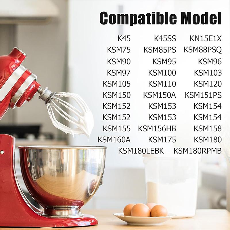 6-проволочная насадка-венчик подходит для миксера Kitchenaid с наклонной головкой, замена K45Ww, нержавеющая сталь, взбиватель для яиц и густых сливок