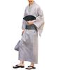 Юката комплект из 6 предметов Shingen Waist SO Белый Серый Willow Easy to Yukata Лето Японский Японский [Rochelle] Мужской (Юката, Оби, Гета, Сумка, Веер, Ремень)