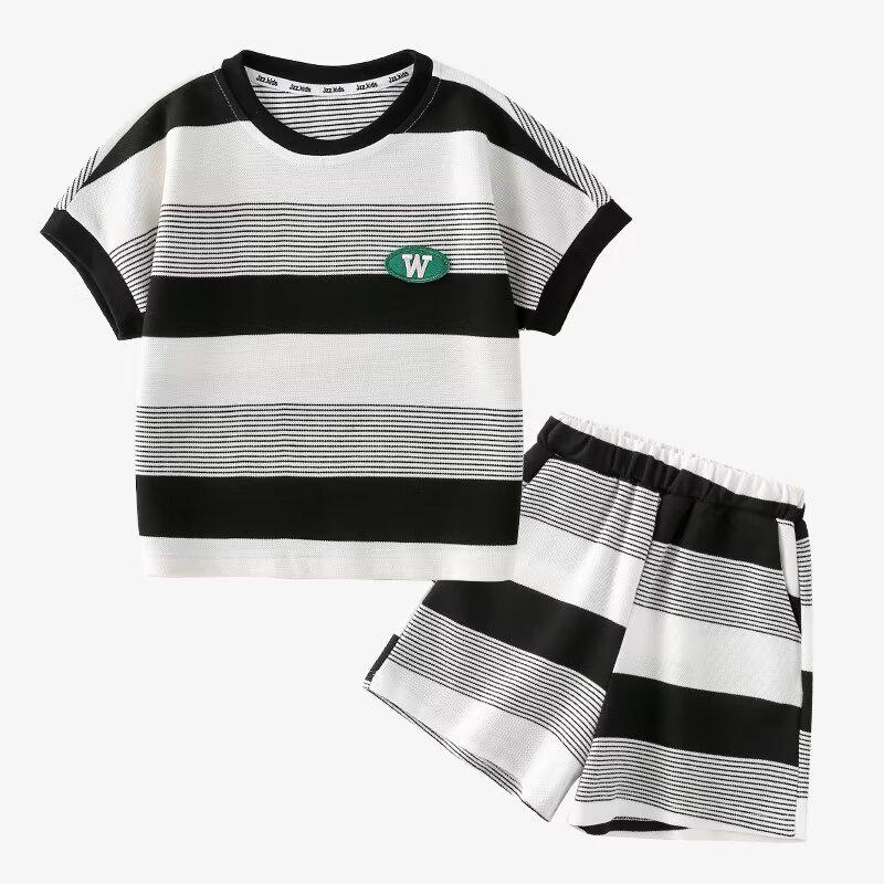 Стильный летний спортивный костюм-двойка для девочек 2024 года — повседневный наряд с короткими рукавами для подростков