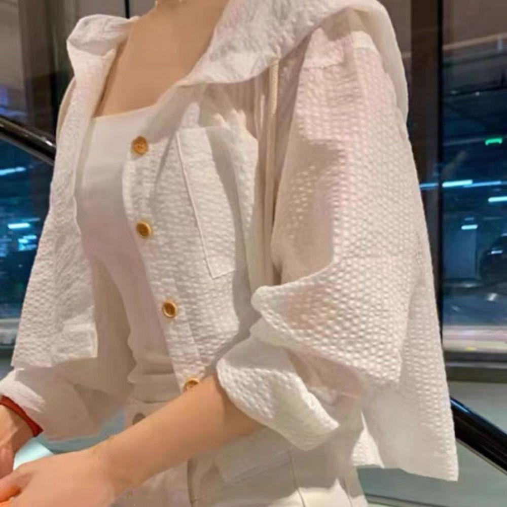 Ретро Полосатая Толстовка с Капюшоном Солнцезащитные Толстовки для Женщин Стильная Рубашка с Длинным Рукавом Осень