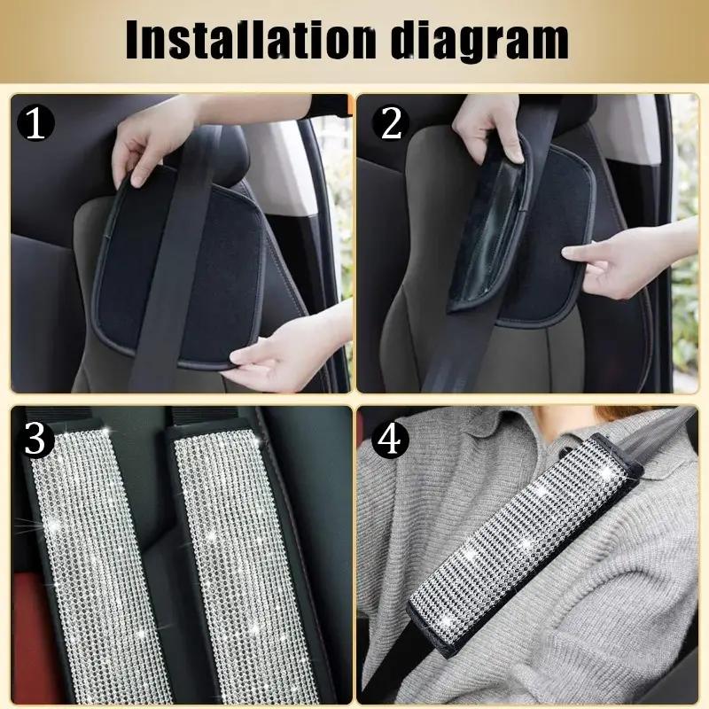 2 шт. чехол на ремень безопасности автомобиля наплечник блестящие бриллиантовые кристаллы стразы инкрустированные украшения аксессуары для салона автомобиля для женщин