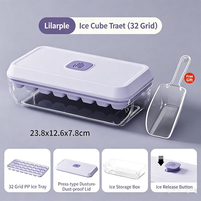 Quick Release Ice Cube Tray With Storage Box And Scoop 18/32 Cavity Food Grade Ice Mold For Cocktails Whiskey And Daily Drinks