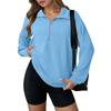 Women's Fashion Solid Color Zipper Lapel Solid Color Casual Sweatshirt Loose