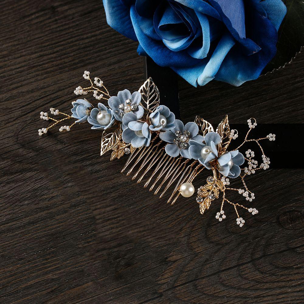 Модные украшения для волос подружки невесты Кристальная корона Гребни для волос Свадебные заколки Цветок Заколка для волос Листья Тиара