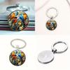 Watercolor Bird Group Glass Keyring With Alloy Material For Gift And Everyday Use