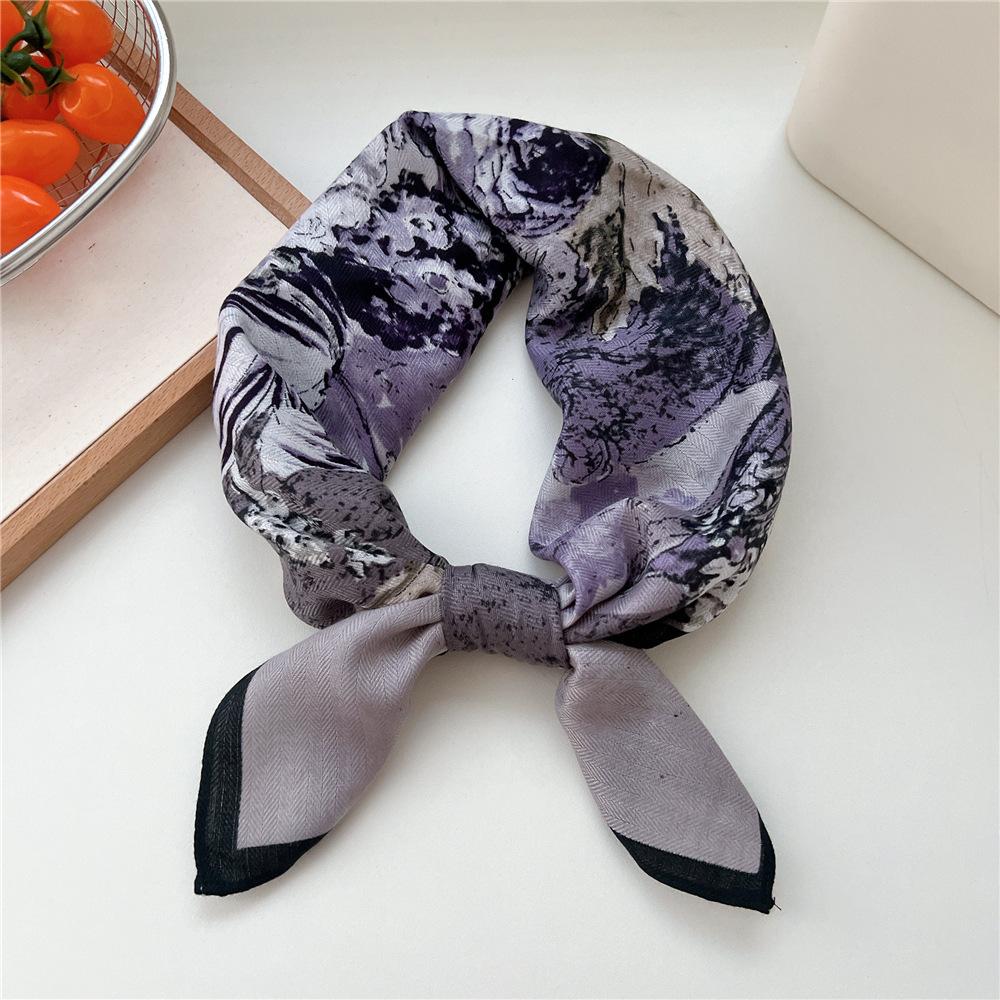 65 Fashion Style Cotton And Hemp Small Square Scarf For Women'S Professional Decoration Scarf Dual Use Shawl Outer Wear Spring And Autumn Scarf