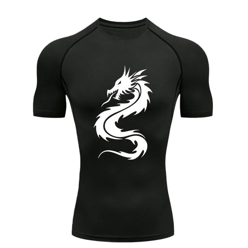 Мужская спортивная футболка Dragon Тренировка Фитнес Компрессионная с коротким рукавом Рашгард для мужчин Атлетические футболки Футболка для тренировок
