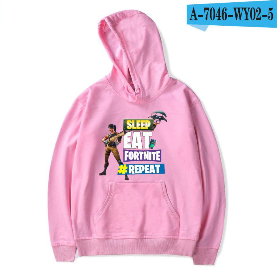 Printed Game Fortnite Sleep Eat Fortnite Repeat Casual Long Sleeve Hoodie Cotton