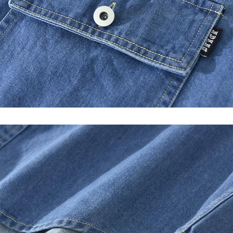 Весенне-осенние джинсовые рубашки с длинными рукавами для мужчин, новая японская модная рабочая одежда, мужские топы с карманами, свободная рубашка из чистого хлопка, повседневная мужская одежда