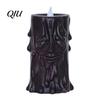 Spooky Desktop Ornament Halloween Flameless LED Candle, Face Tree Stump Pillar Decorative Night Light Wax Drip Flickering Fake Candle for Party Indoor