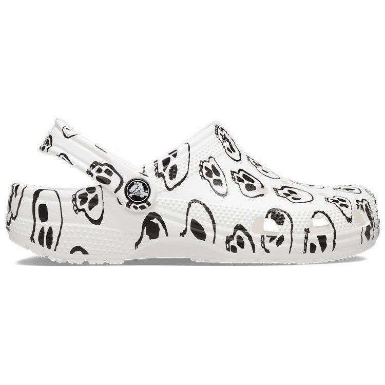 Crocs Classic Clog Skull Print Белые кроссовки унисекс Черные 208993-103