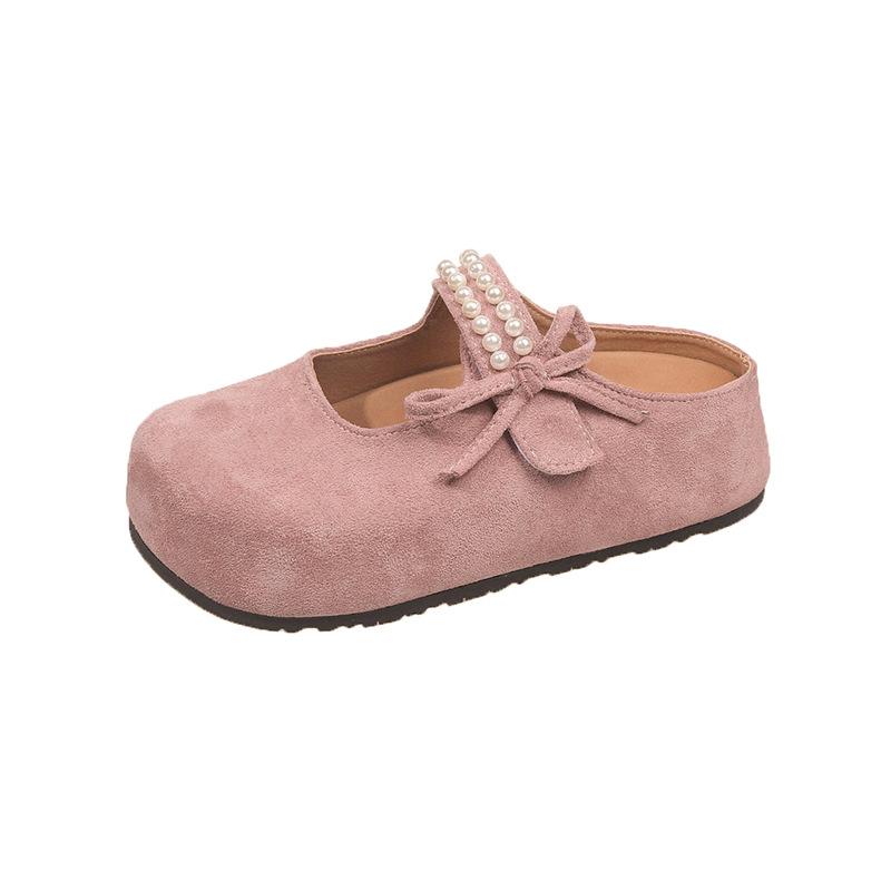 French Medium Heel Half Slippers Women's Outer Wear 2025 New Bag Head Temperament Mary Jane Women's Shoes One Pedal Slippers Sandals