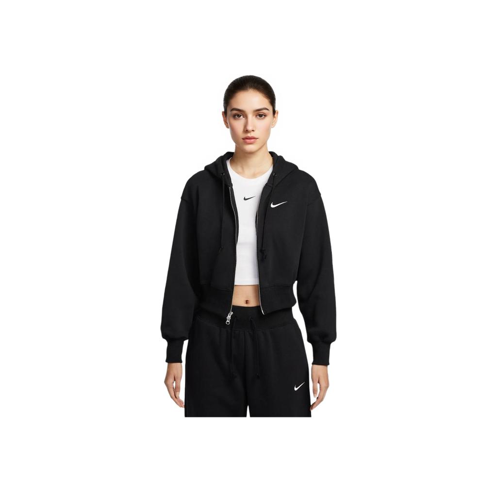 Nike Свободная короткая куртка с капюшоном на молнии с длинным рукавом, женские куртки черного цвета HJ0941-010