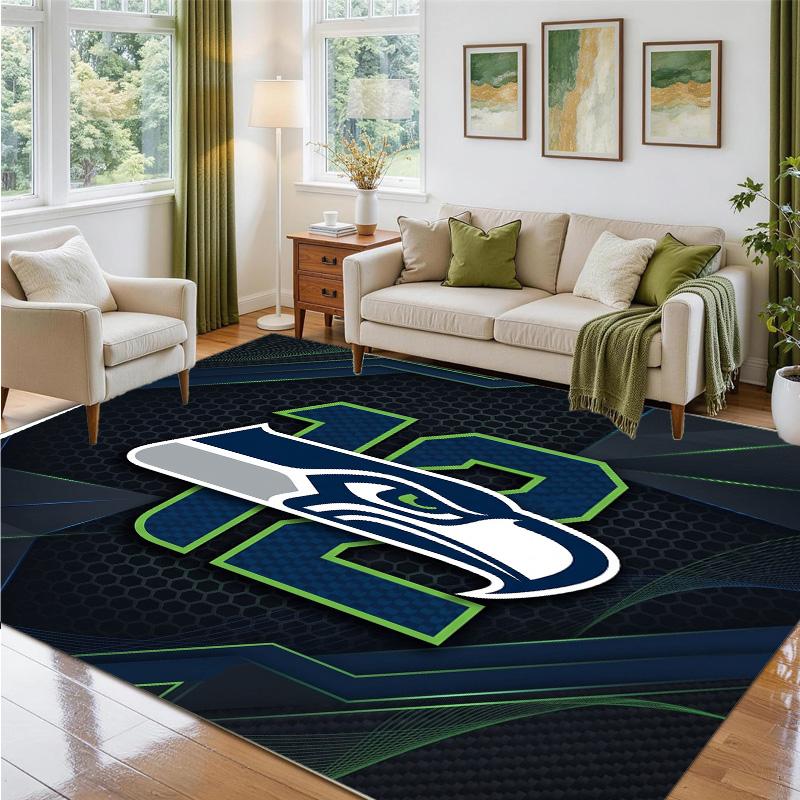 Seattle Seahawks Design Crystal Velvet Rug Soft Decorative Mat for Bedroom Entrance